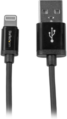 Startech USBLT30CMB USB-A 2.0 - Apple Lightning (apa - apa) kábel 0.3m - Fekete