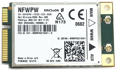 Mini PCIe 3G/HSDPA WWAN Adapter Dell Wireless 5550 (F5521GW)