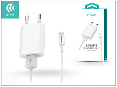 Devia iPhone 5/5S/5C/SE/6S/6S Plus USB hálózati töltő adapter + lightning adatkábel (5V / 1A)