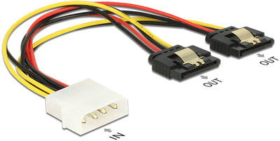 Delock 85237 4 tűs Molex - 2x SATA tápkábel 0.2m