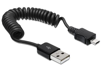 Delock Cable USB 2.0-A male > USB micro-B male coiled cable