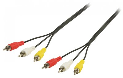 Valueline VLVP24300B50 RCA AV kábel 5m (3x RCA apa - 3x RCA apa) fekete