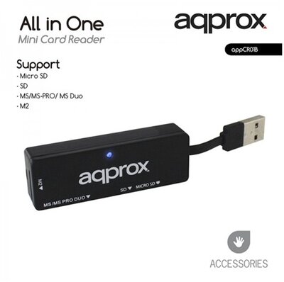 APPROX APPCR01B All-in-one Mini kártyaolvasó (Micro SD/ SD/ MS/MS-PRO/ MSDuo/ M2) Fekete