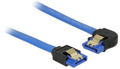Delock 84982 SATA (anya - anya) 90° balra kábel 0.1m - Kék