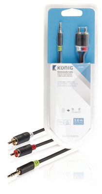 König RCA - JACK Kábel 3m (1x3.5mm jack apa - 2xRCA apa)