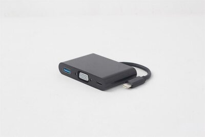 Gembird USB-C egy 3 az 1-ben töltő + VGA + USB3 adapter, fekete