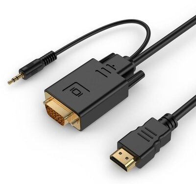 Gembird A-HDMI-VGA-03-5M HDMI - VGA + 3.5mm Jack (apa - apa) kábel 5m - Fekete