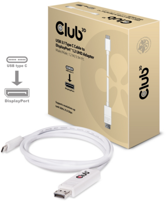 Club 3D CAC-1517 USB C 3.1 - DisplayPort (apa - apa) kábel 1.2m - Fehér