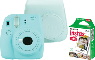 Fujifilm Instax Mini 9 Instant kamera + Film + Tok Limitált szett - Jég kék