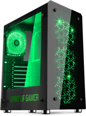 Spirit of Gamer Rogue 4 Green Ablakos Számítógépház - Fekete
