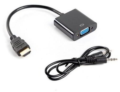 Lanberg AD-0021-BK VGA + audio - HDMI Adapter Fekete