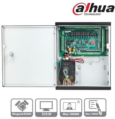 Dahua ASC1204C-D beléptető rendszer központ, 4 olvasó bemenet (4 ajtó 2 irány), I/O, 1x RJ45, fém dobozban, tápegységgel