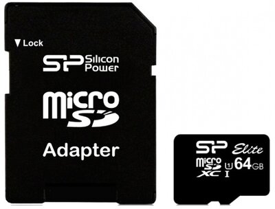 Silicon Power microSDXC 64GB UHS-I Elite memóriakártya, adapterrel