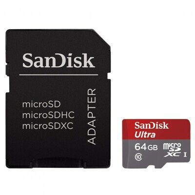 Sandisk 64GB microSDXC Ultra Android UHS-I - Memóriakártya Adapterrel