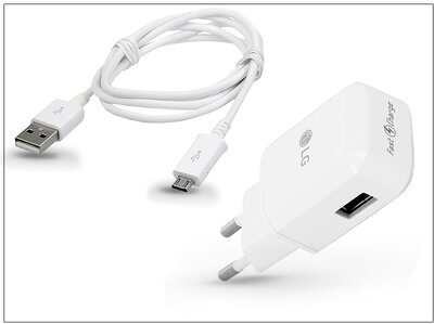 LG gyári USB hálózati töltő adapter + micro USB adatkábel - 5V/1,8A-9V/1.8A - MCS-05ER Fast Charge + EAD62329305 (ECO csomagolás)