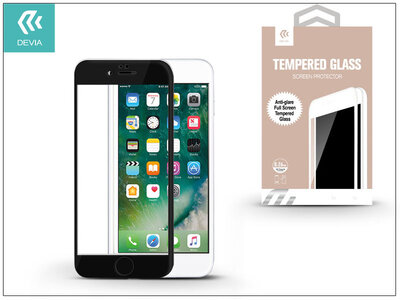 Apple iPhone 7/iPhone 8 üveg képernyő- + Crystal hátlapvédő fólia - Devia Full Screen Tempered Glass 0.26 mm - Anti-Glare - 1 + 1 db/csomag - black