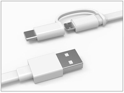 USB - micro USB + Type-C gyári adat- és töltőkábel 140 cm-es vezetékkel - Huawei AP55S Type-C 2.0 - 2A - white (ECO csomagolás)