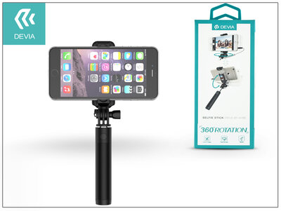 Devia 360 Rotation Selfie Holder szelfi bot exponáló gombbal, 3,5 mm jack csatlakozóval - fekete