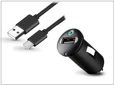 Sony gyári USB szivargyújtós töltő adapter + Type-C adatkábel - 5V/1,2A - AN400+Sony UCB20 Type-C 2.0 (ECO csomagolás)