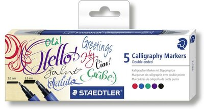 Staedtler 3002 C5 Kalligrafikus kétvégű marker készlet - 5 db