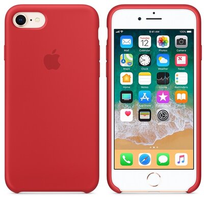 Apple iPhone 8/7 gyári szilikon hátlap tok - Piros