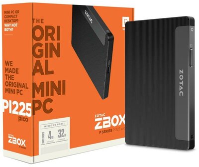 Zotac ZBOX-PI225-W3B Mini PC - Fekete (Win10)