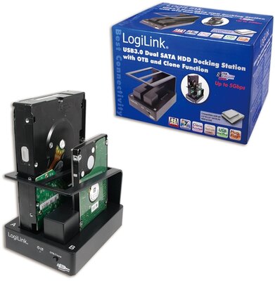 LogiLink USB 3.0 dupla SATA HDD dokkoló állomás OTB és klón funkcióval