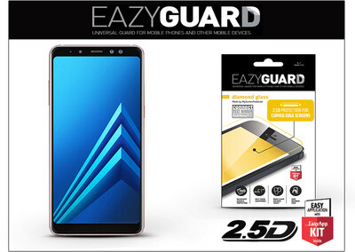 EazyGuard Diamond Glass 2.5D Fullcover Samsung A730F Galaxy A8 Plus (2018) gyémántüveg képernyővédő - Fekete