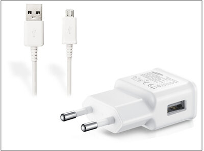 Samsung hálózati USB töltő adapter + microUSB adatkábel (5V/2A) Fehér (ECO csomagolás)