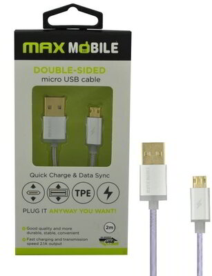 Max Mobile USB - MicroUSB Sync and Charge kábel 2m Ezüst