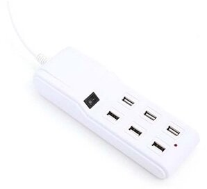 Omega USB Családi töltő 6 portos - Fehér (2,5 A)