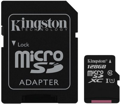 Kingston 128GB Canvas Select microSDXC UHS-I CL10 memóriakártya + Adapter