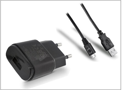LG MCS-04ER hálózati USB töltő adapter + microUSB adatkábel (5V/1.8A) Fekete (ECO csomagolás)