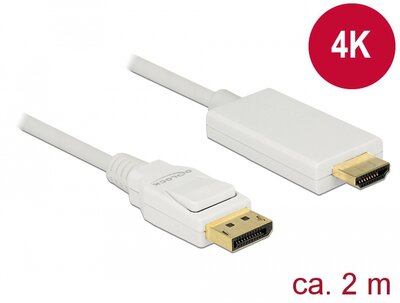 Delock 83818 DisplayPort - HDMI (apa - apa) kábel 2m - Fehér