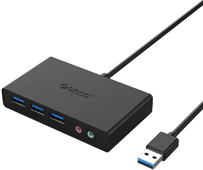 Orico G11-3UA USB 3.0 HUB (3 port + Audio I/O Jack) Fekete