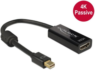 Delock 85316 Displayport 1.2 apa > HDMI apa 4K passzív Adapter kábel 1m Fekete