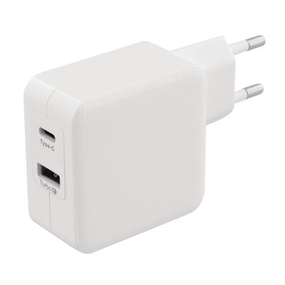 Sweex CH-015WH Hálózati Töltő 2-Kimenet: USB + USB-C (5V / 4.8A) Fehér