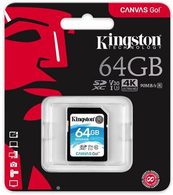 Kingston 64GB Canvas Go! SDXC UHS-I CL10 memóriakártya