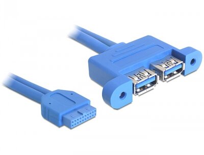 Delock USB 3.0-ás pin fejes kábel, anya > 2 x USB 3.0-A anya párhuzamos