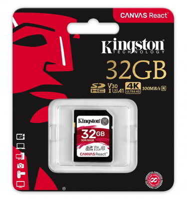 Kingston 32GB Canvas React SDHC UHS-I CL10 memóriakártya
