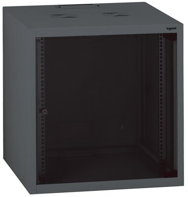 Legrand fali rackszekrény 19" 18U, 890x600x600, antracit, egyrekeszes, üvegajtós, készre szerelet, max. 54 kg