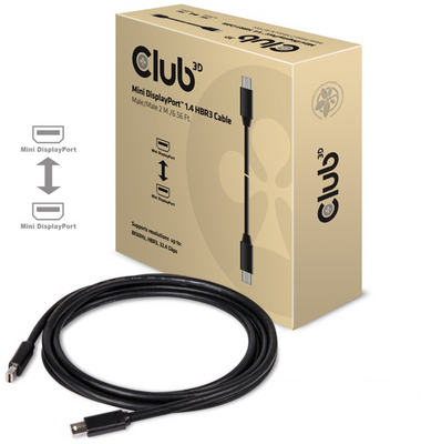 CLUB3D Mini Displayport - Displayport 2m Adapter kábel Fekete