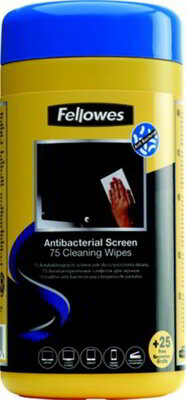 Fellowes 2211716 Tisztítókendő képernyőhöz antibakteriális (100 lap/csomag )