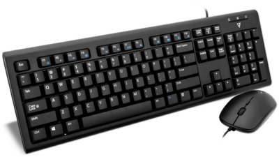 V7 CKU200US-E USB Vezetékes Billentyűzet ENG + Egér PS2 Adapterrel - Fekete