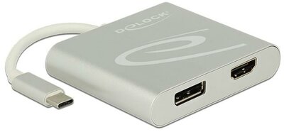 Delock 87716 USB-C apa - HDMI + DisplayPort anya adapter - Ezüst