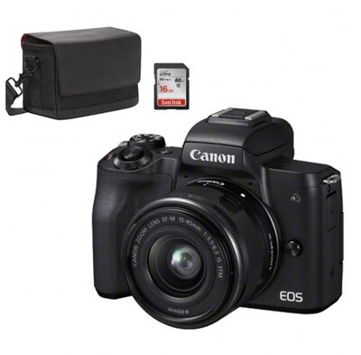 CANON EOS M50 + EF-M 15-45mm + SB130 + 16Gb KIT - Fekete