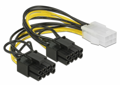 Delock 85452 PCIe 6pin Anya - 2x PCIe 8pin (6+2) Apa Tápkábel 0.15m