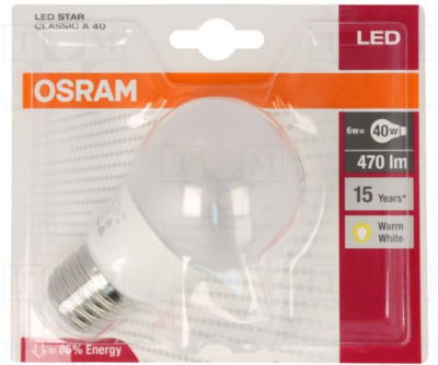 Osram Value Körte 40 5.5W FR E27 LED izzó - Meleg fehér