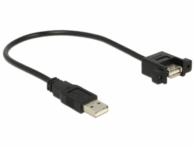 DeLOCK 85462 Panel-rögzíthető USB 2.0 hosszabbító kábel 0.25m - Fekete