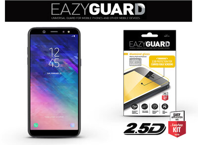 EazyGuard LA-1345 Diamond Glass 2.5D Fullcover Samsung Galaxy A6 Plus (2018) Gyémántüveg képernyővédő fólia - Fekete